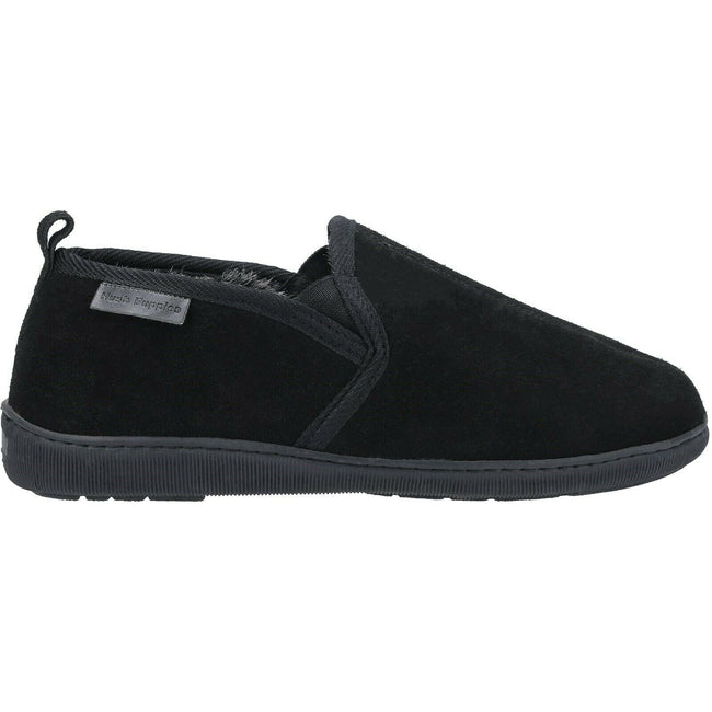 Navy - Close up - Hush Puppies Mens Arnold Slip On Leather Slipper