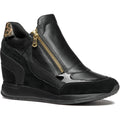 Black - Front - Geox Womens-Ladies D Nydame A Wedge Leather Trainers