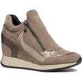 Taupe - Front - Geox Womens-Ladies D Nydame A Wedge Leather Trainers