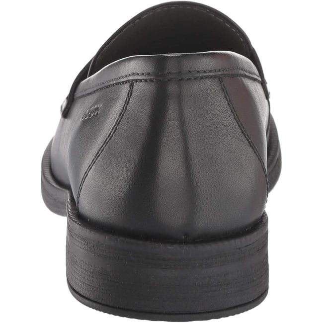 Black - Side - Geox Girls Agata D Slip On Leather Shoe