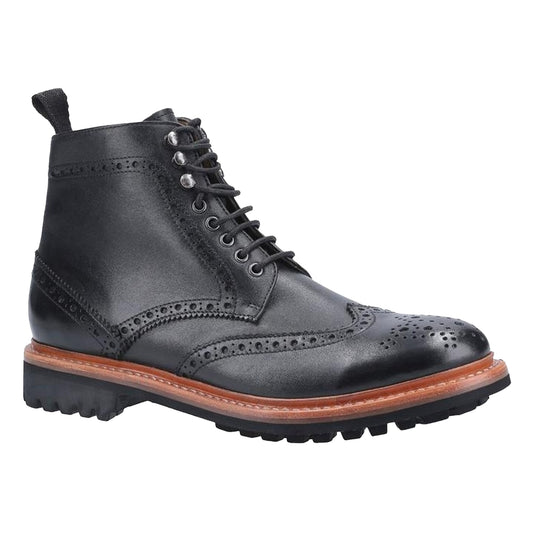 Black - Front - Cotswold Mens Rissington Commando Lace Up Leather Dress Boot