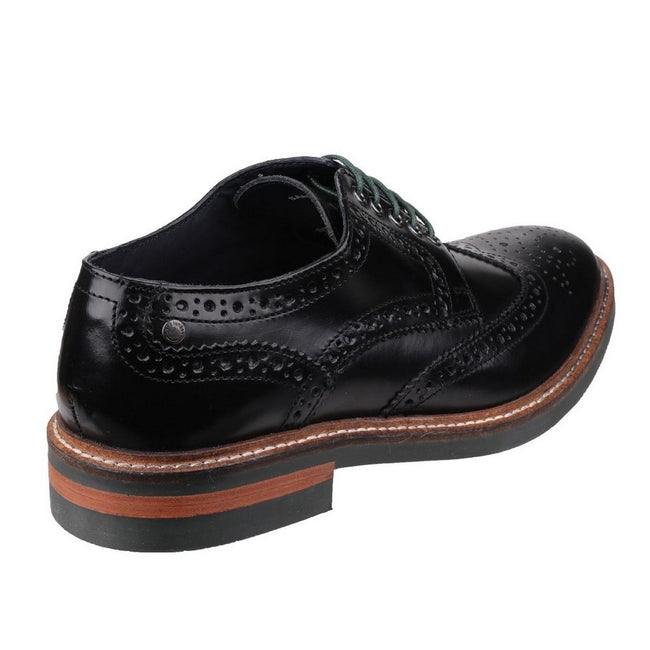 Black - Lifestyle - Base London Mens Woburn Hi Shine Leather Brogue Shoe