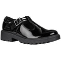 Black - Front - Geox Girls J Casey G E Leather Buckle Shoe
