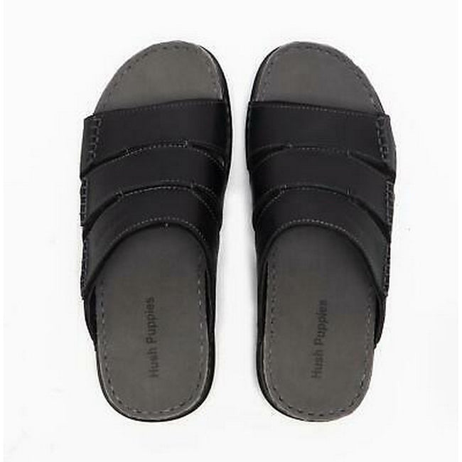 Black - Pack Shot - Hush Puppies Mens Cameron Leather Mule Sandal