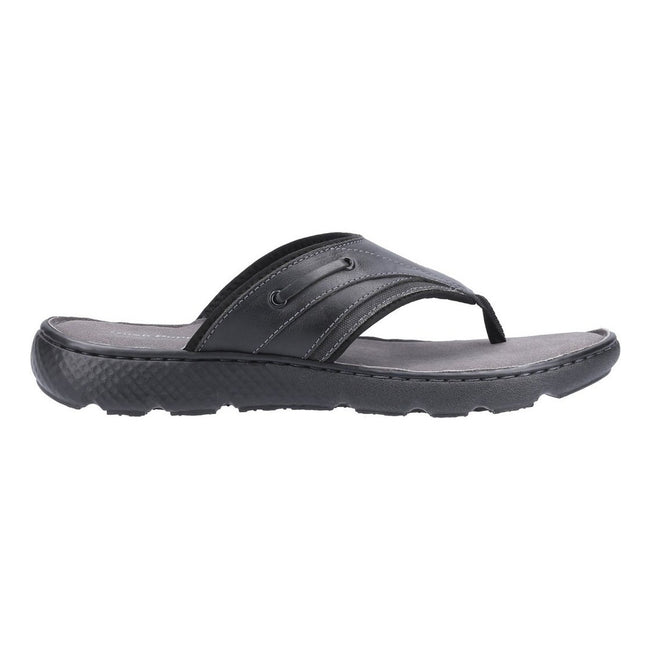 Black - Back - Hush Puppies Mens Connor Leather Flip Flop