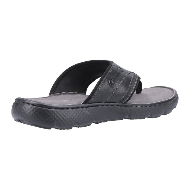 Black - Side - Hush Puppies Mens Connor Leather Flip Flop