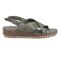 Olive - Back - Hush Puppies Womens-Ladies Elena Leather Wedge Sandal