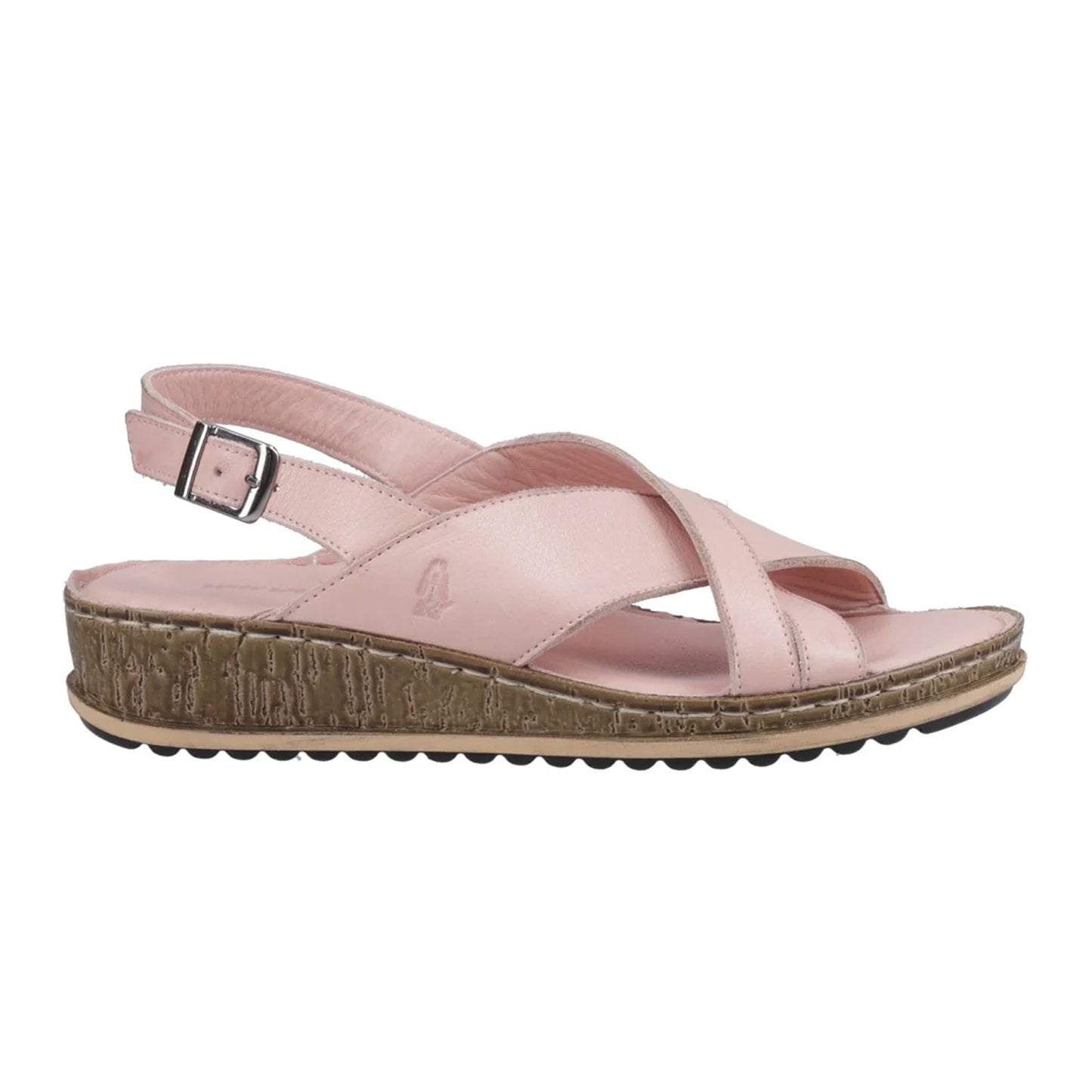 Blush - Pack Shot - Hush Puppies Womens-Ladies Elena Leather Wedge Sandal