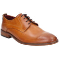 Tan - Front - Base London Mens Script Washed Lace Up Leather Shoe