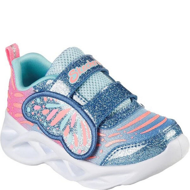 Blue-Turquoise - Front - Skechers Girls S Lights Twisty Brights Trainers