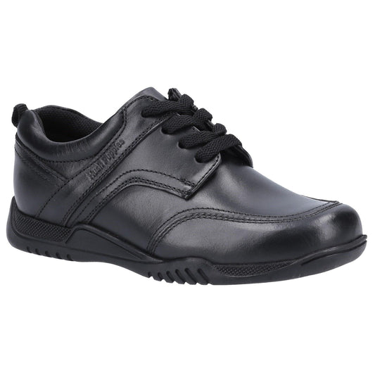 Black - Front - Hush Puppies Boys Harvey Leather School Shoes