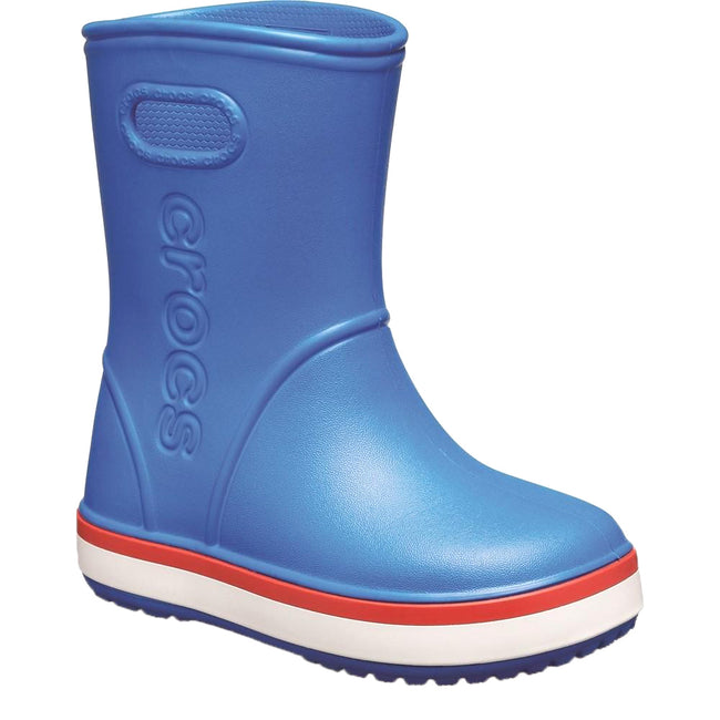 Blue-Orange - Front - Crocs Childrens-Kids Crocband Wellington Boots