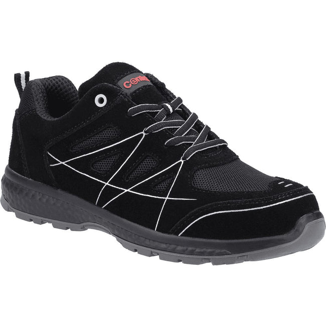 Black - Front - Centek Mens Suede Safety Shoes