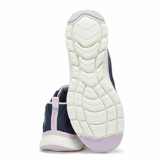 Navy - Pack Shot - Skechers Womens-Ladies Flex Appeal 4.0 Active Flow Leather Trainers
