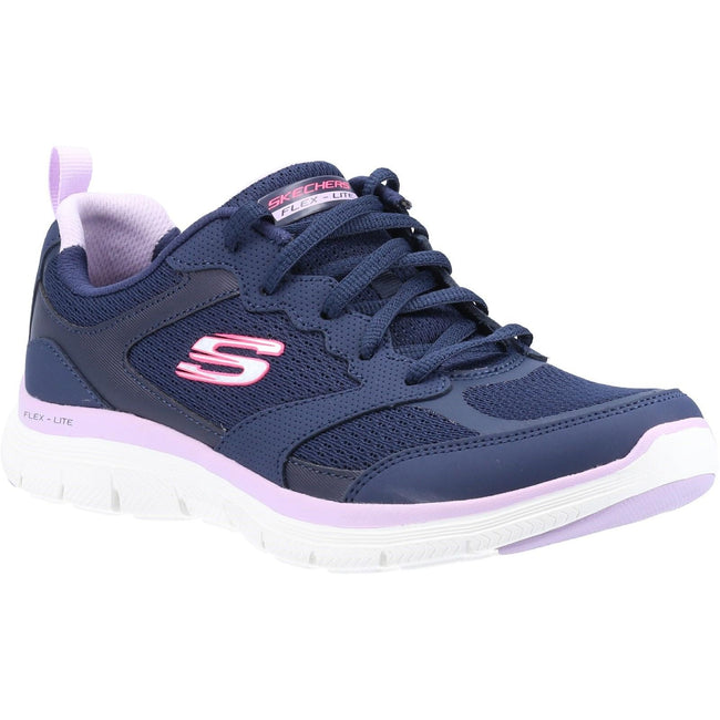 Navy - Front - Skechers Womens-Ladies Flex Appeal 4.0 Active Flow Leather Trainers