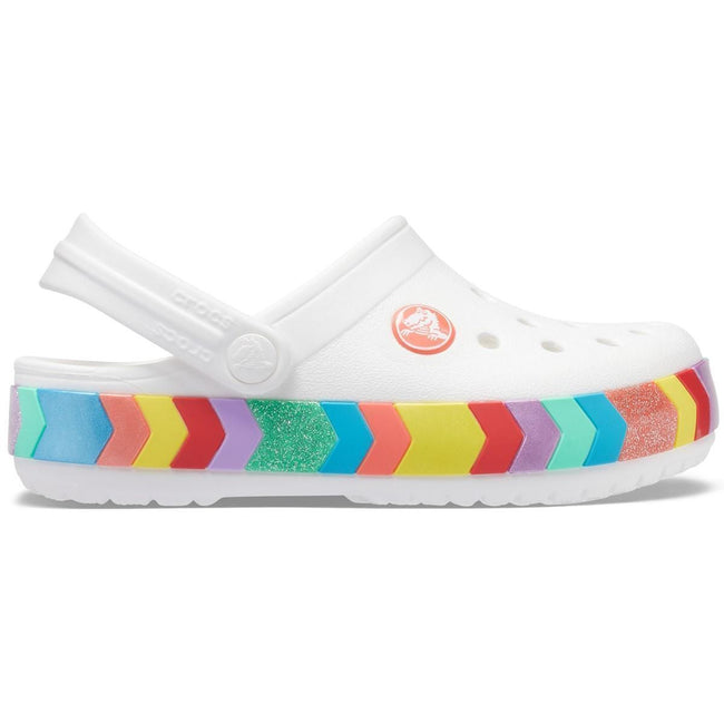 White - Back - Crocs Childrens-Kids Crocband Chevron Beaded Clogs