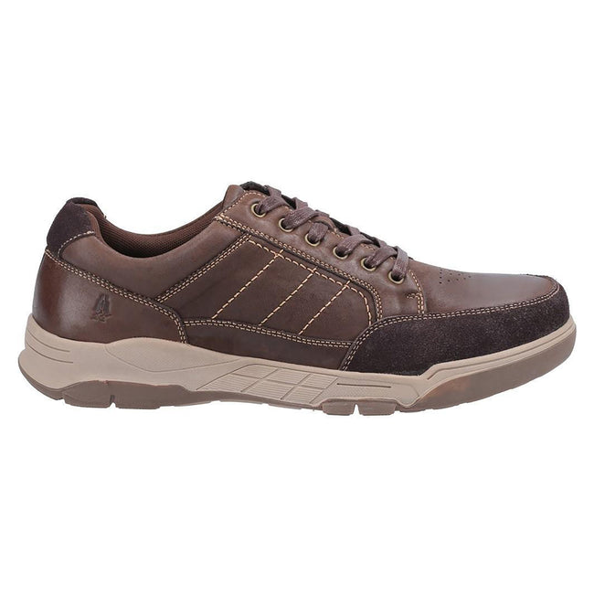 Coffee - Back - Hush Puppies Mens Finley Leather Shoes