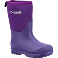 Purple - Front - Cotswold Childrens-Kids Hilly Neoprene Wellington Boots