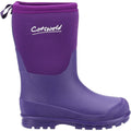 Purple - Back - Cotswold Childrens-Kids Hilly Neoprene Wellington Boots
