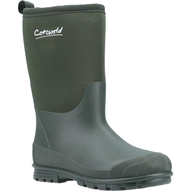 Green - Front - Cotswold Childrens-Kids Hilly Neoprene Wellington Boots