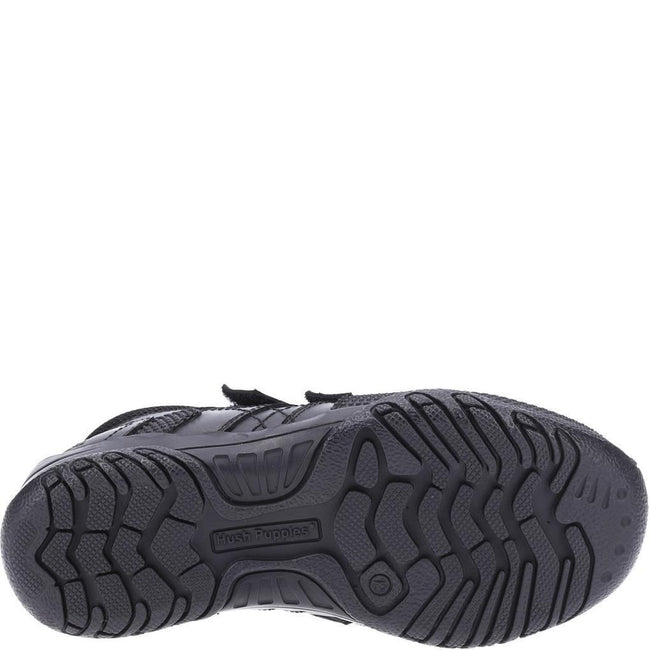Black - Side - Hush Puppies Boys Jezza Leather School Shoes