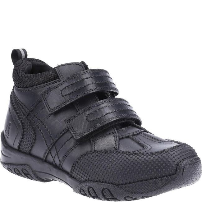 Black - Front - Hush Puppies Boys Jezza Leather School Shoes