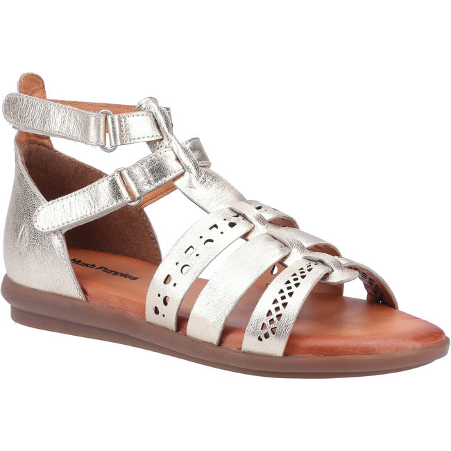 Gold - Front - Hush Puppies Womens-Ladies Nicola Leather Sandals