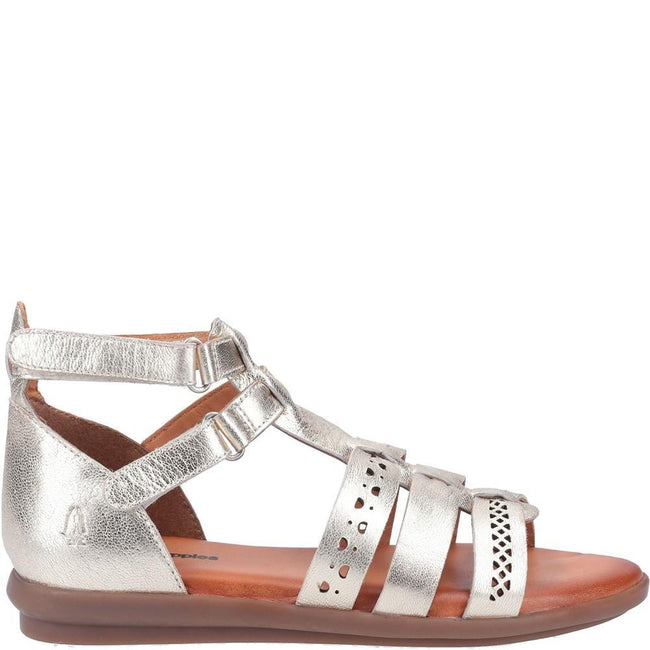 Gold - Back - Hush Puppies Womens-Ladies Nicola Leather Sandals