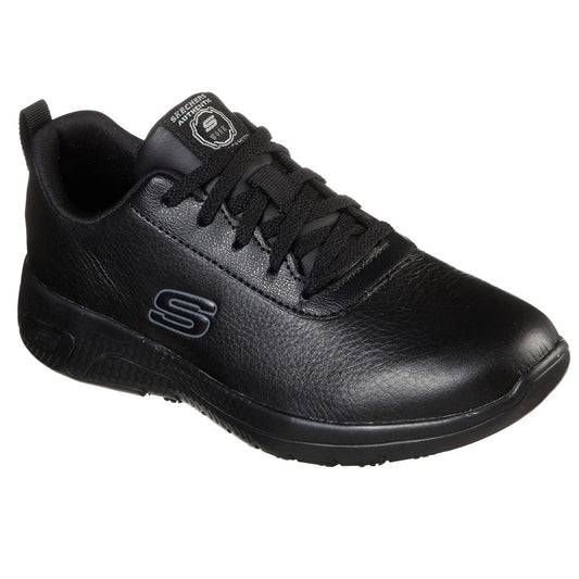Black - Front - Skechers Womens-Ladies Marsing Gmina Slip Resistant Leather Trainers