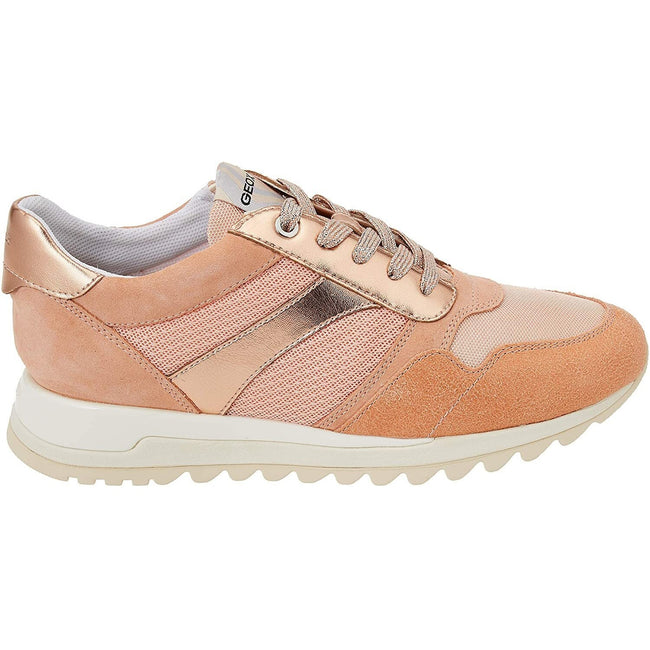 Peach - Back - Geox Womens-Ladies Tabelya Leather Trainers