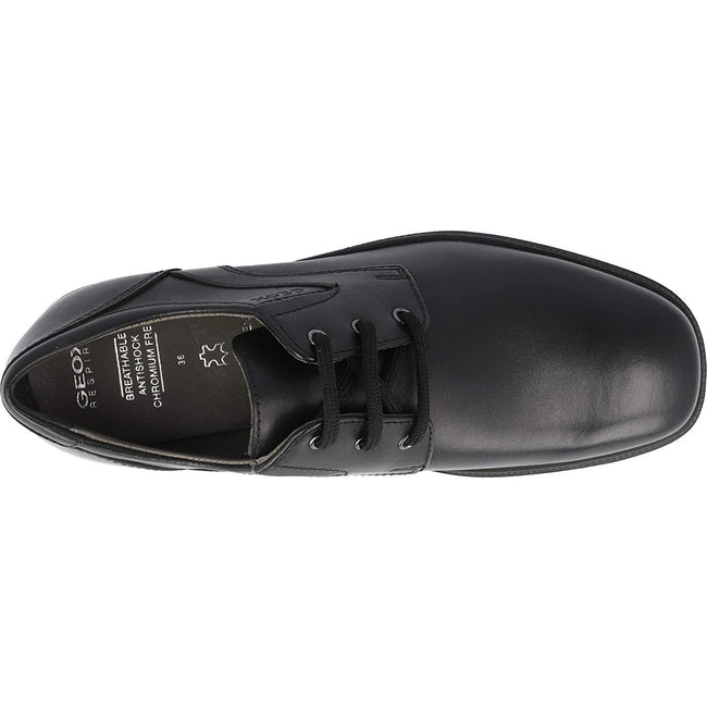Black - Pack Shot - Geox Boys Federico Leather School Shoes