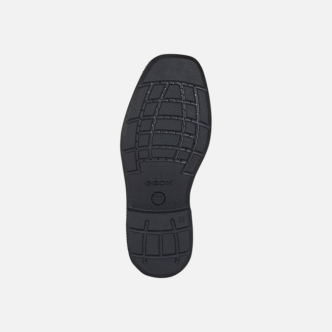 Black - Close up - Geox Boys Federico Leather School Shoes