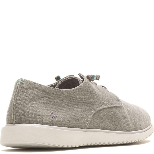 Grey - Side - Hush Puppies Mens Everyday Lace Leather Shoes