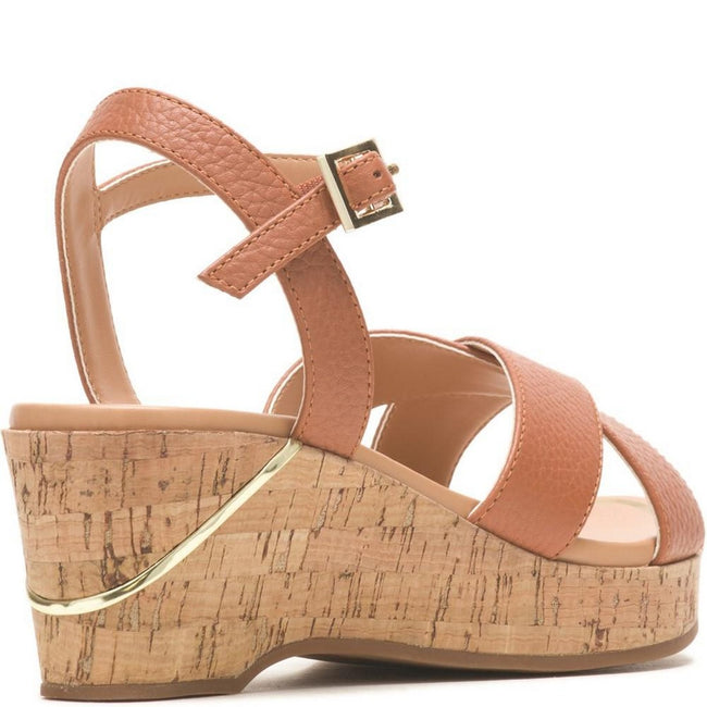 Tan - Lifestyle - Hush Puppies Womens-Ladies Maya Quarter Leather Wedge Sandals
