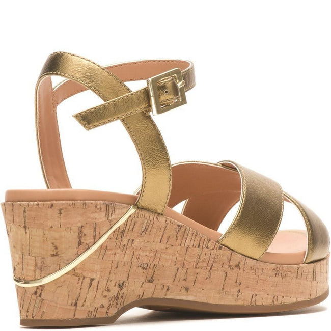 Gold - Lifestyle - Hush Puppies Womens-Ladies Maya Quarter Leather Wedge Sandals