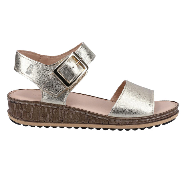 Gold - Back - Hush Puppies Womens-Ladies Ellie Leather Sandals
