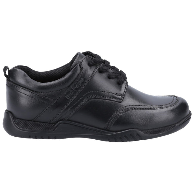 Black - Back - Hush Puppies Boys Harvey Leather School Shoes