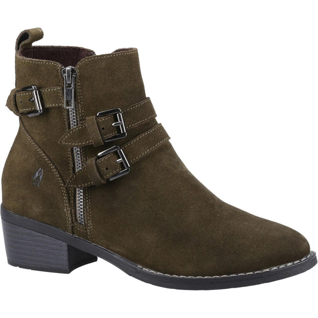 Khaki Brown - Front - Hush Puppies Womens-Ladies Jenna Leather Ankle Boots
