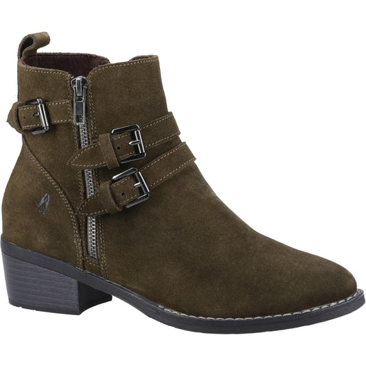 Khaki Brown - Front - Hush Puppies Womens-Ladies Jenna Leather Ankle Boots