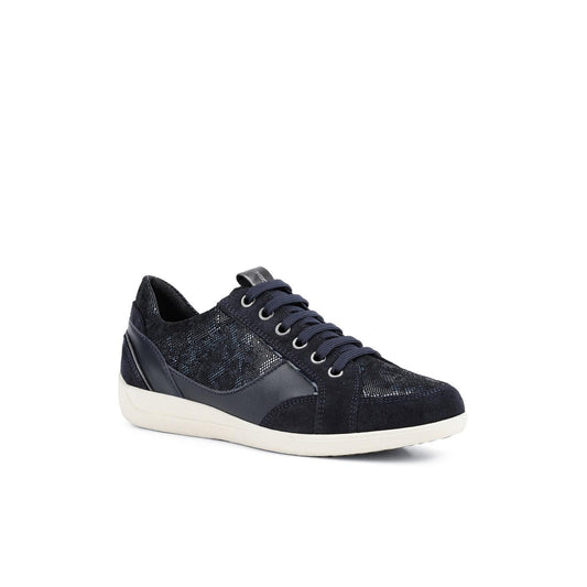 Navy-Blue - Front - Geox Womens-Ladies Myria Leather Trainers