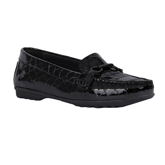 Black - Front - Geox Womens-Ladies Elidia Leather Loafers