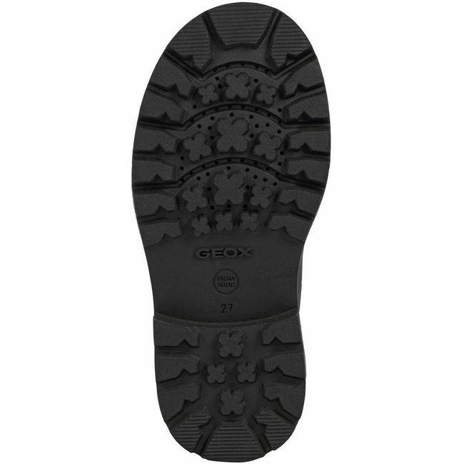Black - Side - Geox Boys Shaylax Double Row Leather School Shoes