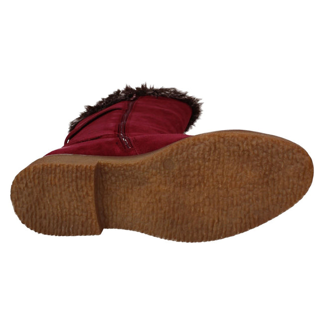 Burgundy - Lifestyle - Hush Puppies Womens-Ladies Megan Suede Mid Calf Boots