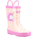 Pink - Front - Cotswold Childrens-Kids Puddle Unicorn Wellington Boots
