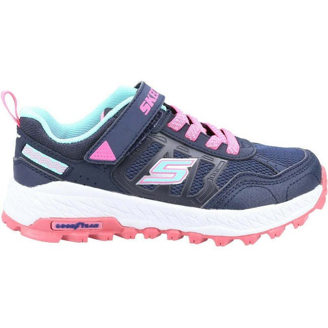 Navy-Pink-White - Back - Skechers Girls Fuse Tread Setter Leather Trainers