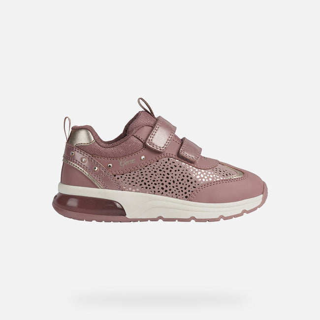 Dark Pink - Back - Geox Girls Spaceclub Leather Shoes