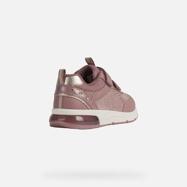 Dark Pink - Side - Geox Girls Spaceclub Leather Shoes