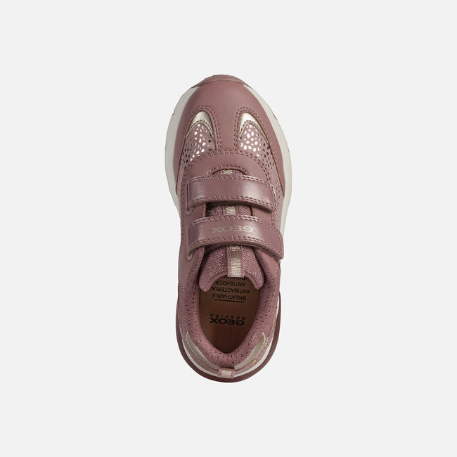 Dark Pink - Pack Shot - Geox Girls Spaceclub Leather Shoes