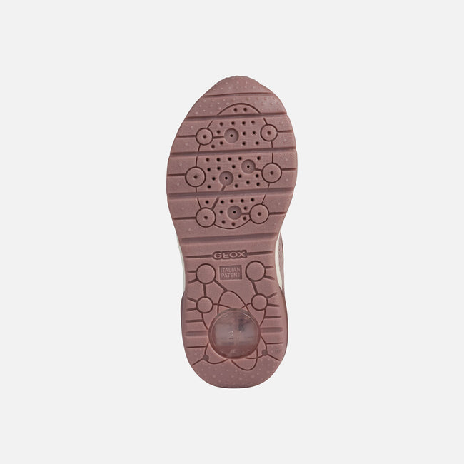 Dark Pink - Close up - Geox Girls Spaceclub Leather Shoes