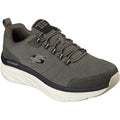 Olive - Front - Skechers Mens D´Lux Walker Bersaga Leather Relaxed Fit Trainers